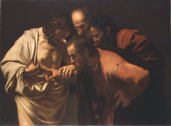 L'incredulità di S.Tommaso di Caravaggio (collezione Giustiniani)