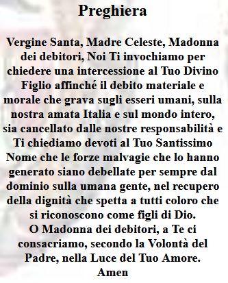 la preghiera alla Madonna dei debitori